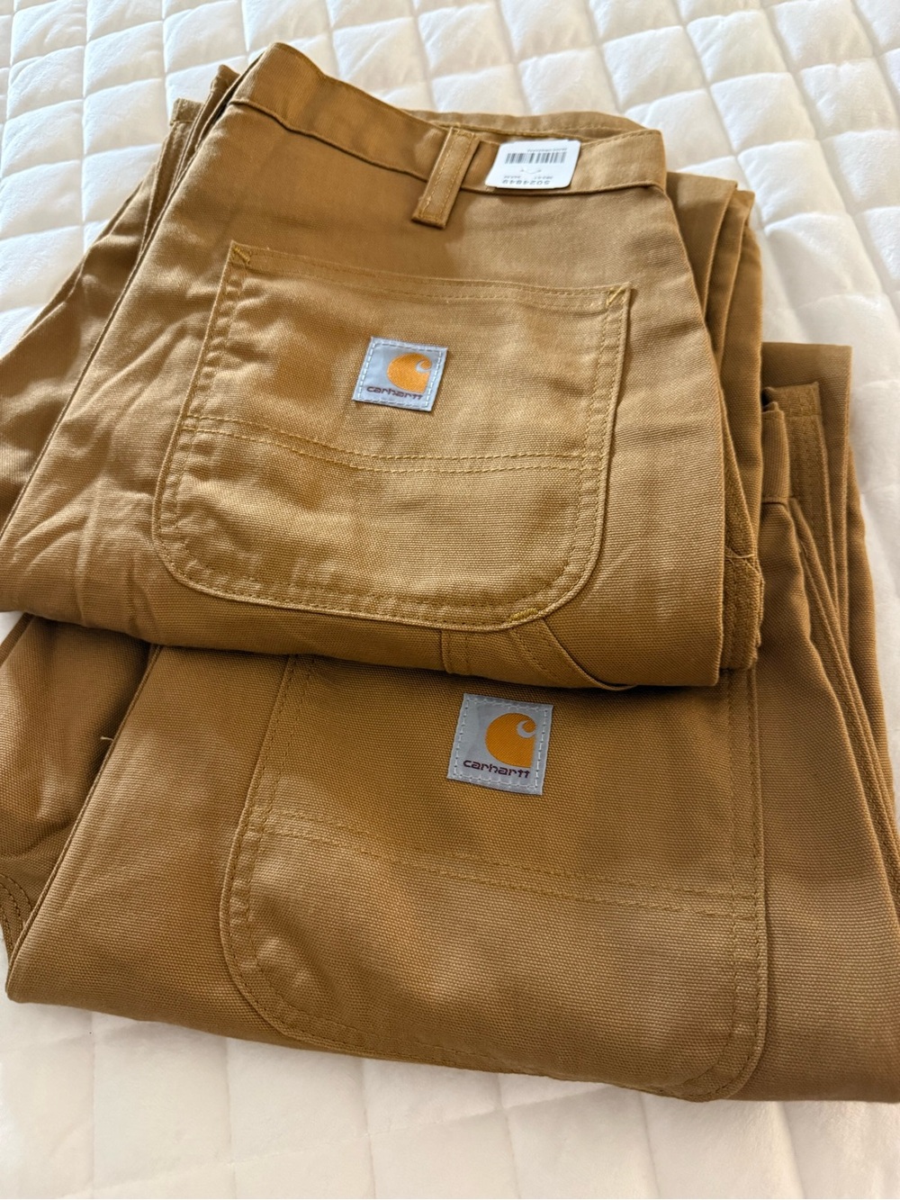 Carhartt Men 34x32 Canvas Work Pants Bundle New Set Of 2 Brown Carpenter 383-51